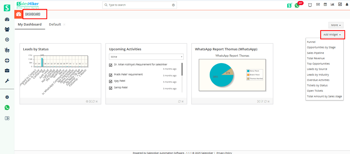 Saleshiker Dashboard