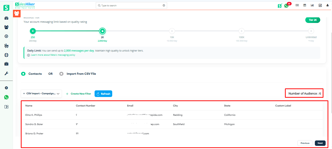 Audience basic details record