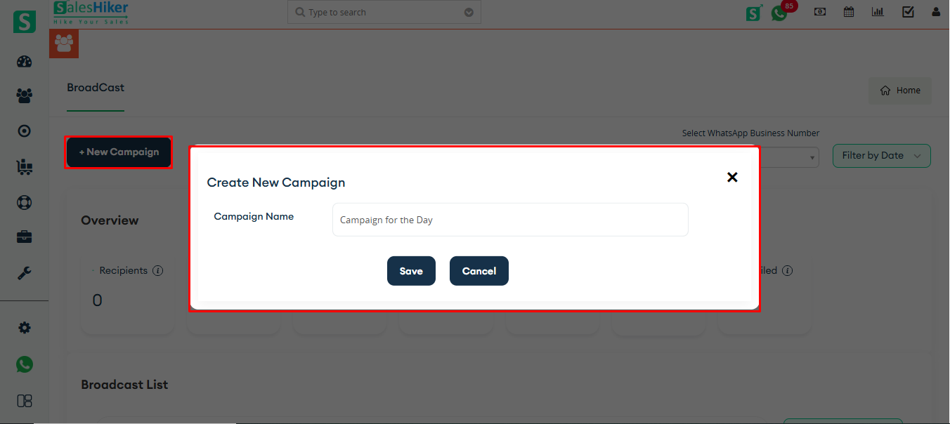 BoardCast new Campain PopUp