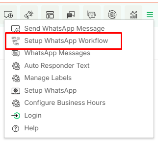 Setup WhatsApp Workflow option in dropdown menu