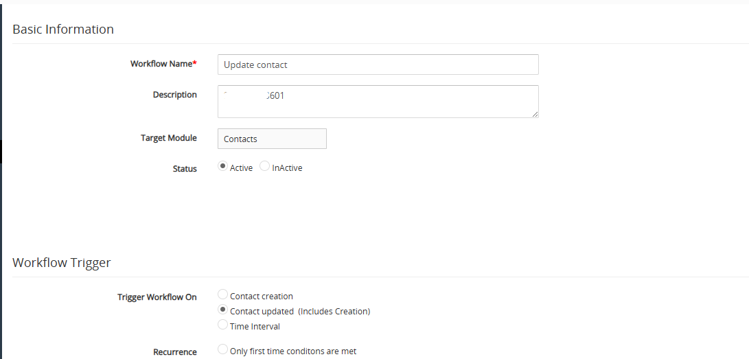 Workflow configuration screen showing basic information section and setup table