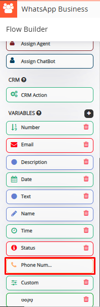 WhatsApp chatbot system variable capturing user phone number automatically