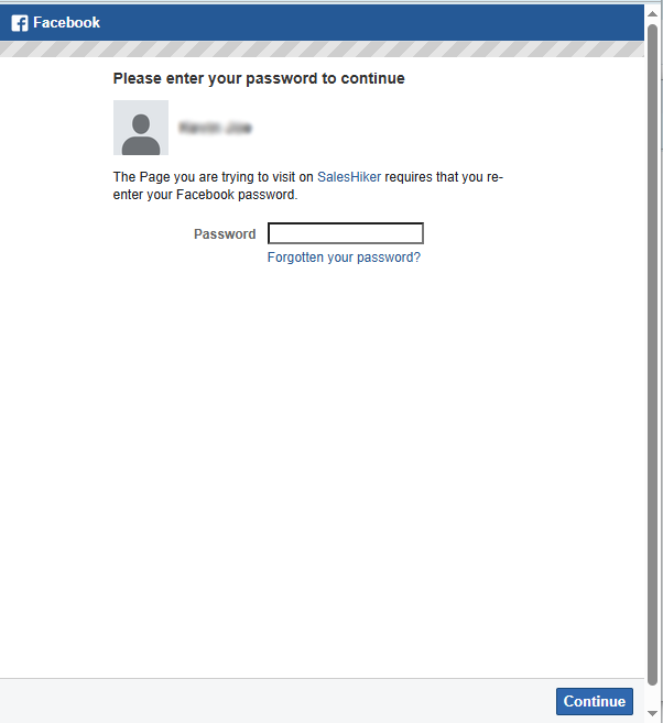 Facebook authentication screen for WhatsApp Business API setup